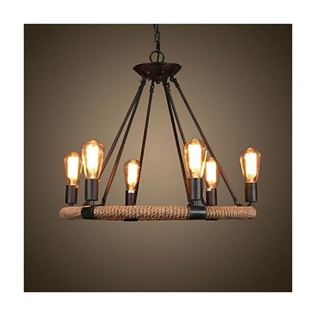 Traditional Classic Rustic Lodge Retro Country Vintage Painting Metal Pendant Light